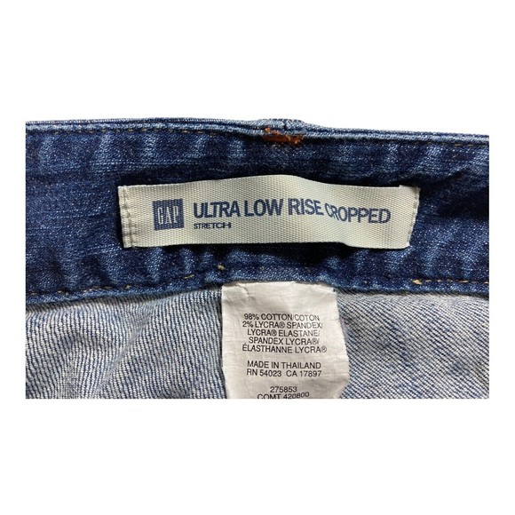 Gap Jeans Ultra Low Rise Cropped Medium Wash Denim Women's 4 Regular EUC - Picture 7 of 8